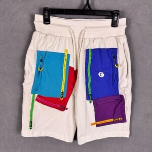 Cookies Shorts Unisex M White Color Block Drawstring Patch Zip Pockets Read!